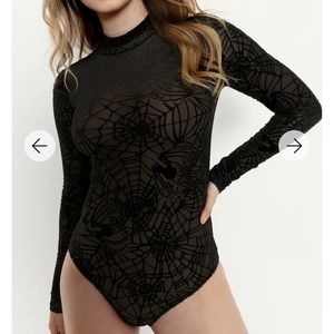 Blackmilk BURNED VELVET SPIDER THREADS LONG SLEEVE BODYSUIT